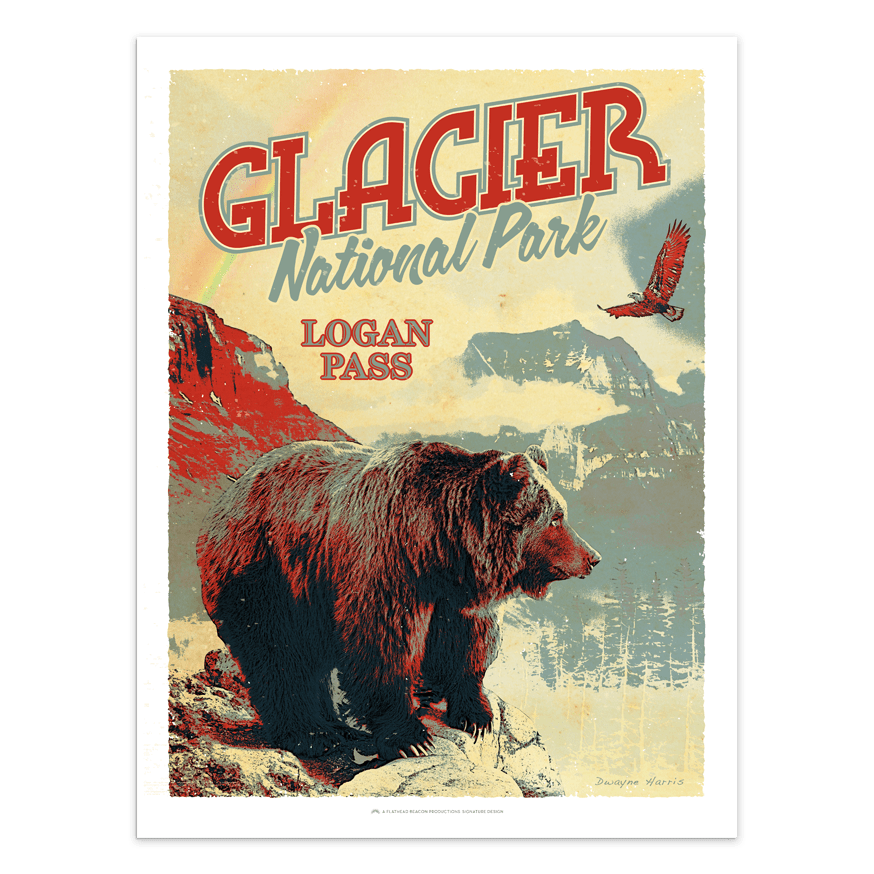 logan pass grizzly - glacier national park prints