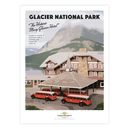 many glacier hotel - glacier national park prints