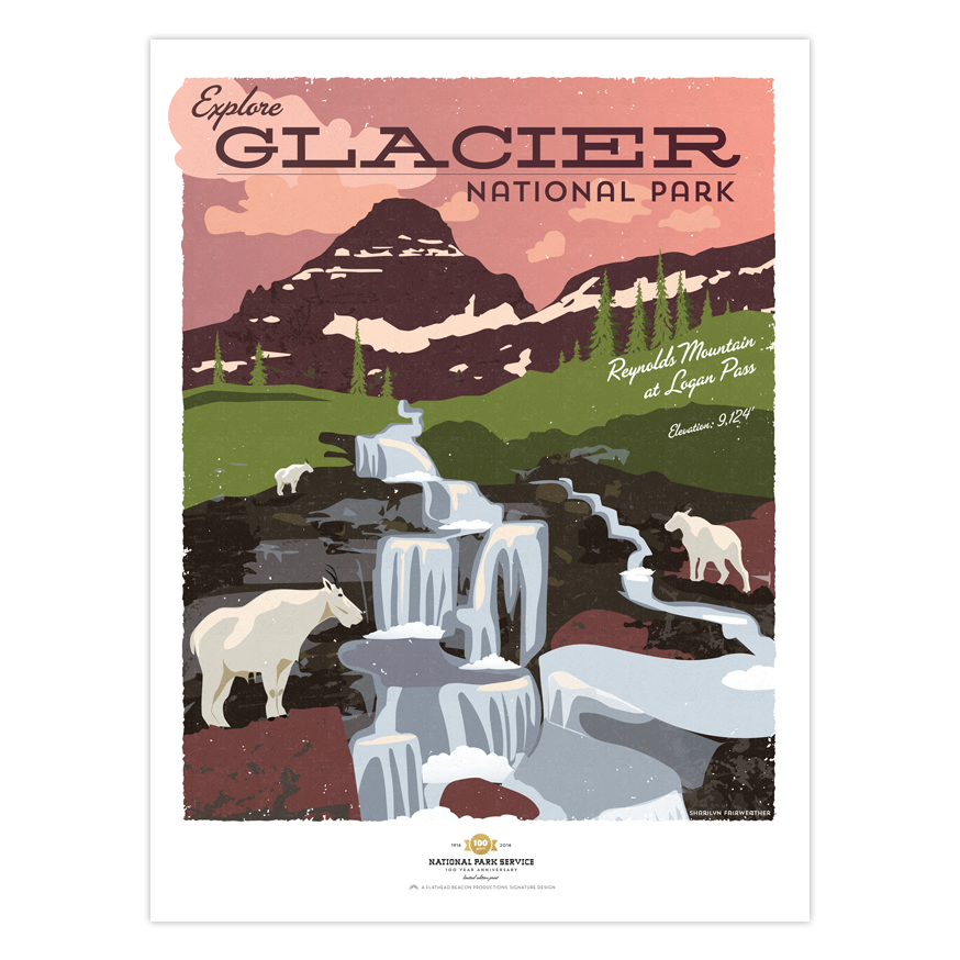 reynolds mountain - glacier national park prints